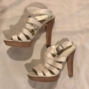 Via Spiga Cream Leather High Heeled Sandal Size 9